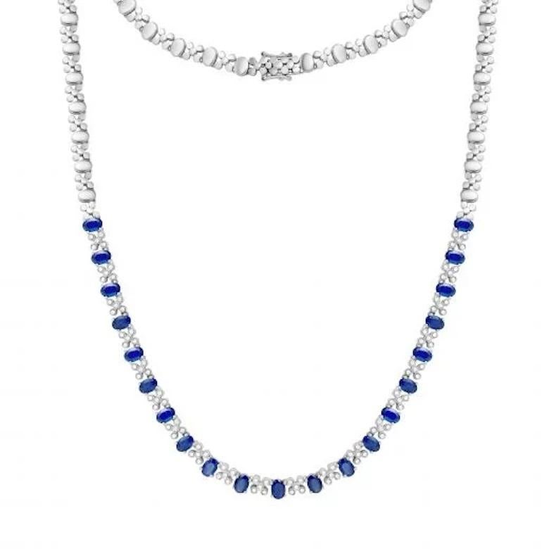 Antique Cushion Cut Posh Blue Sapphire Diamond Gold Necklace for Her For Sale
