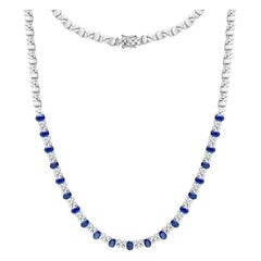 Posh Blue Sapphire Diamond Gold Necklace for Her