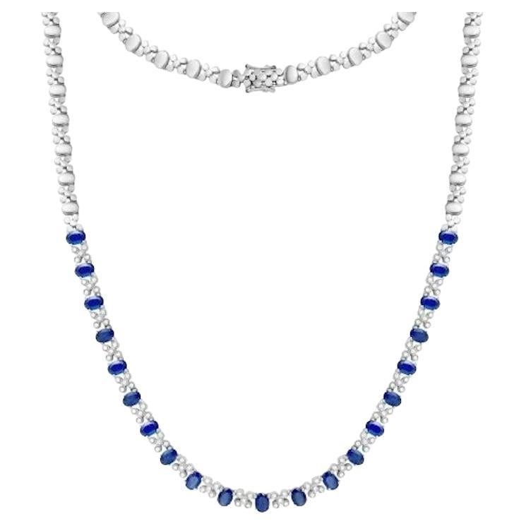 Posh Blue Sapphire Diamond Gold Necklace for Her For Sale