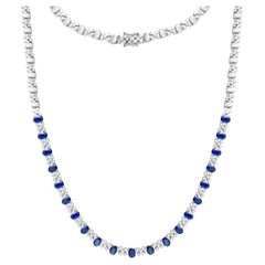 Posh Blue Sapphire Diamond Gold Necklace for Her