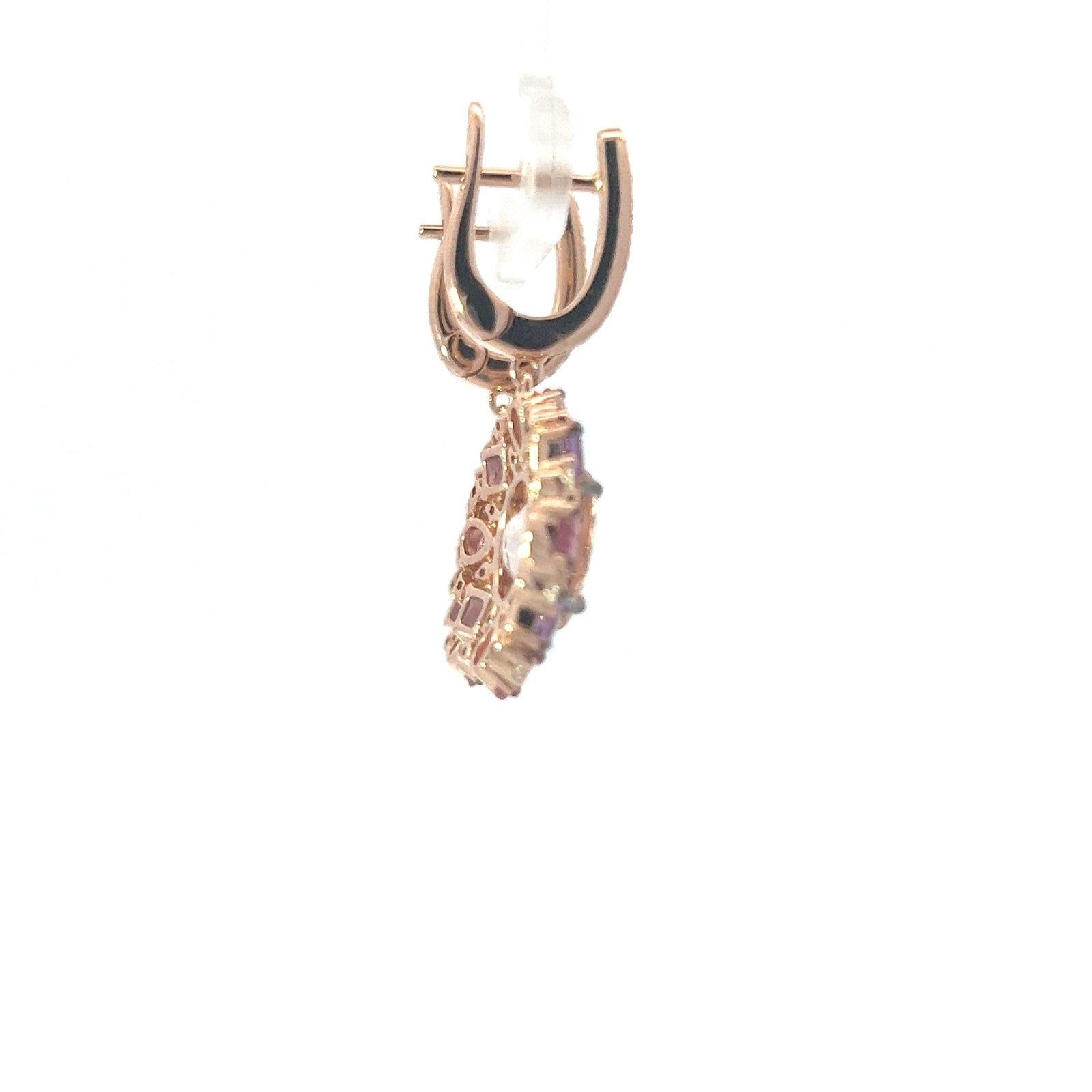 Boucles d'oreilles exclusives en or jaune 18K avec citrine, saphirs et diamants Pour femmes en vente