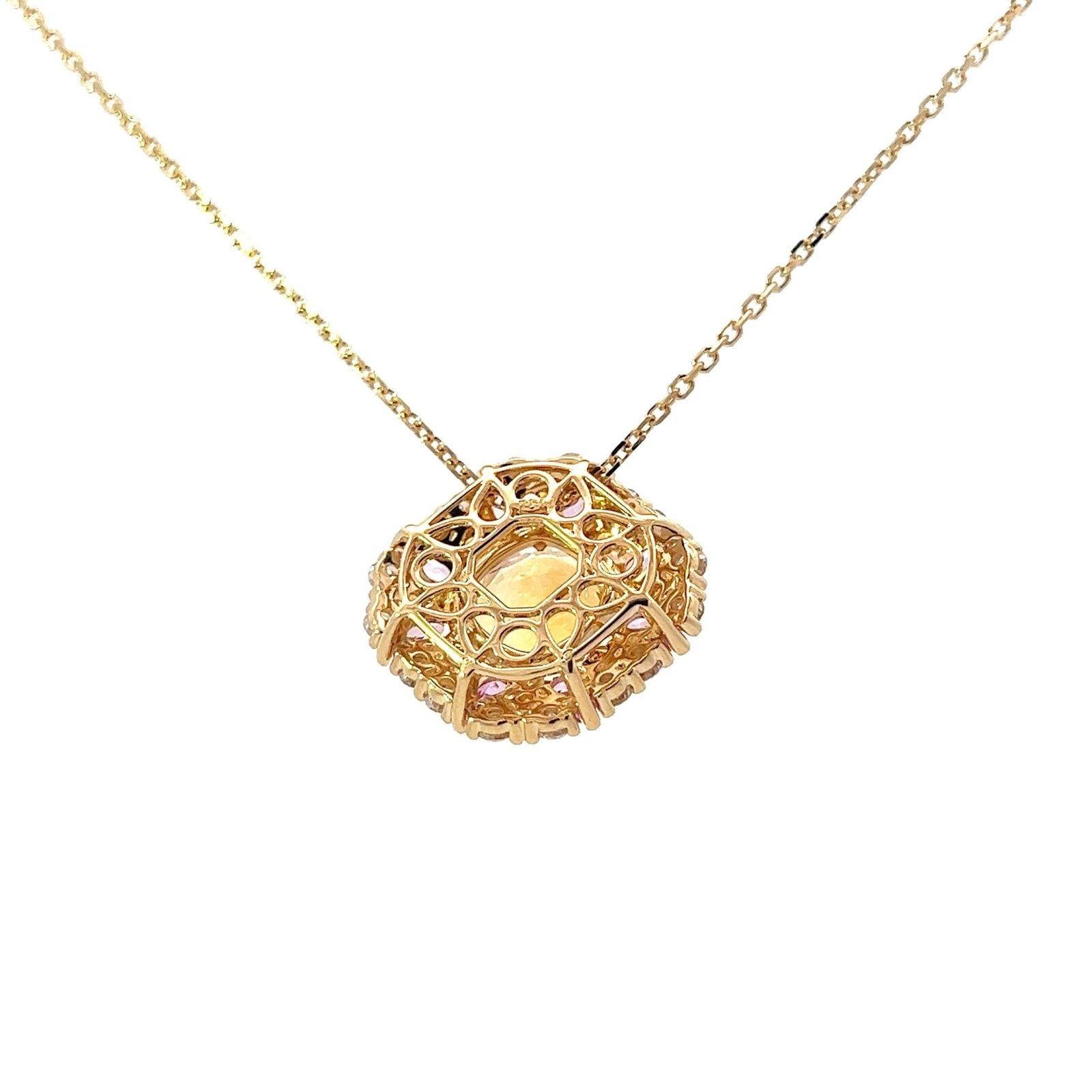 Collier exclusif en or jaune 18K avec citrine, saphirs et diamants Pour femmes en vente