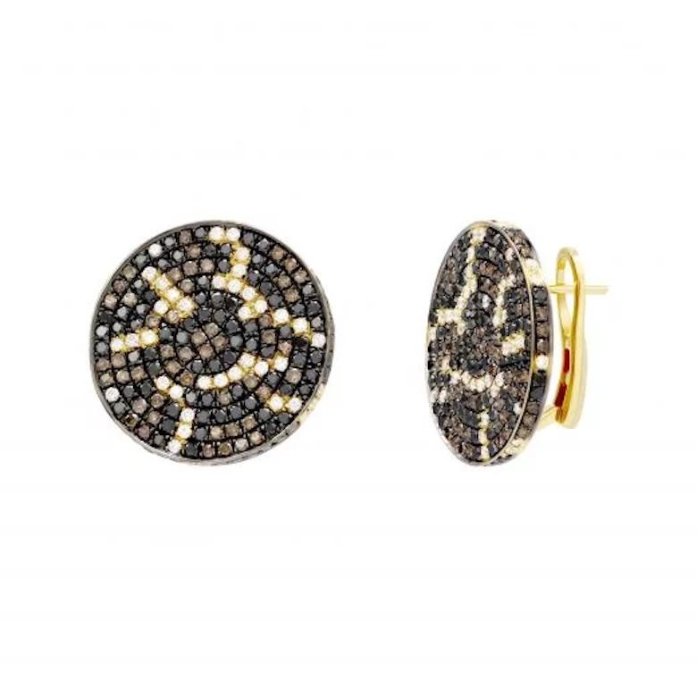 Taglio rotondo Orecchini Posh Cognac con diamanti in oro giallo 14K per lei in vendita