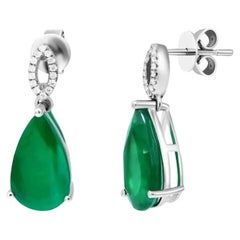 Posh Emerald Diamond 18K Gold Earrings Dangle for Her