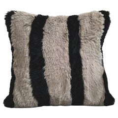 Posh Faux Fur Pillow Striped Detailed by Hermhaus