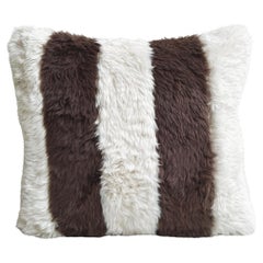 Posh Faux Fur Pillow Striped Detailed by Hermhaus