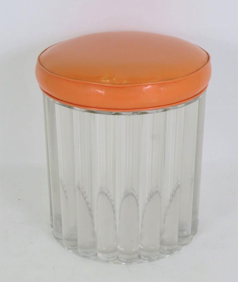 Hollywood Regency Posh Hollywood Ottoman, Solid Lucite Rods in the Style of Hollis Jones or Draper For Sale