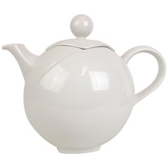 Vintage Posh White Teapot Rörstrand Quattro, Sweden, 1980s