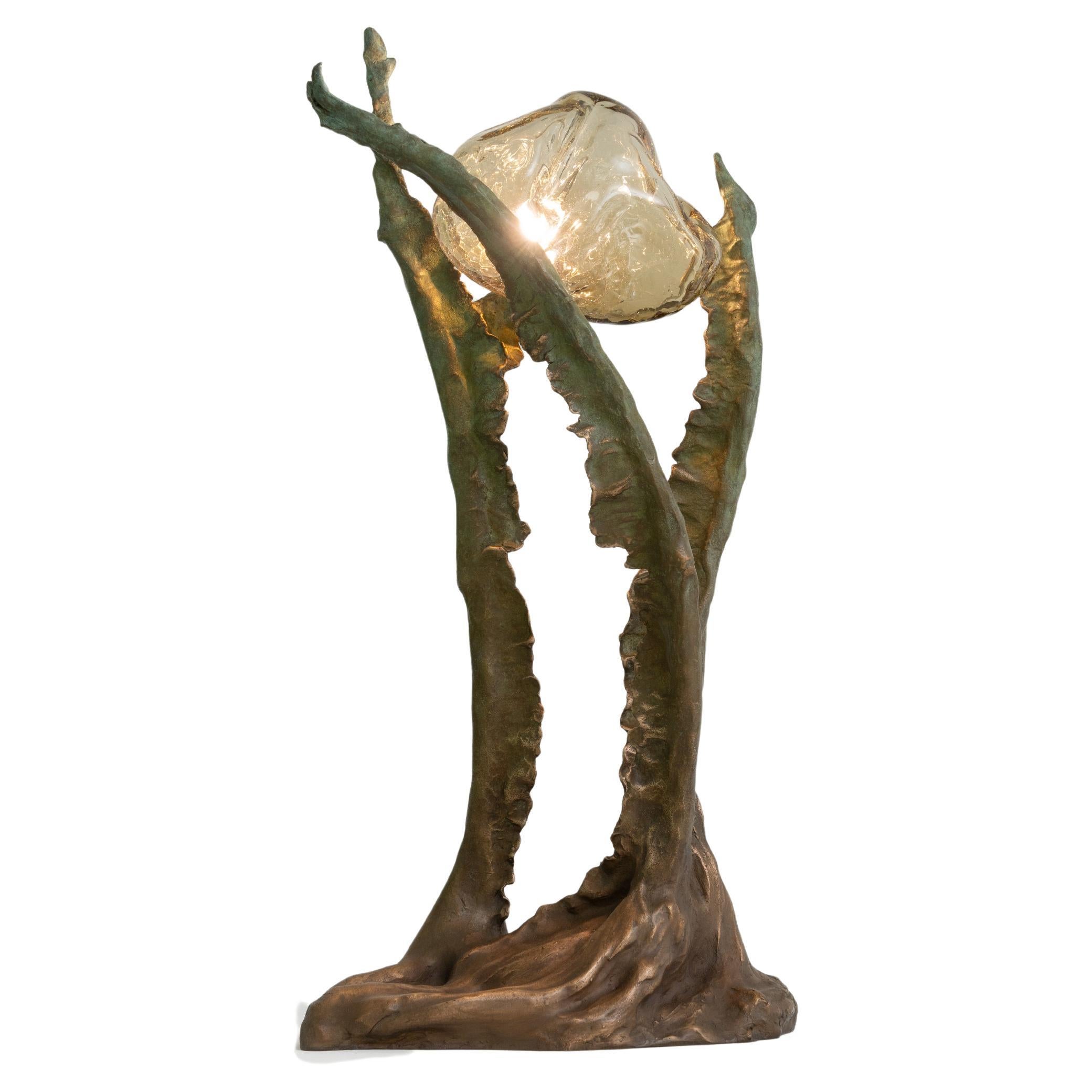 Posidoni Bronze and Handblown Glass Table Lamp, 1 Light, by Emilie Lemardeley