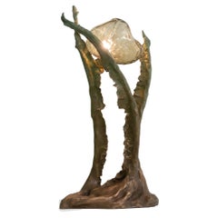 Posidoni Bronze and Handblown Glass Table Lamp, 1 Light, by Emilie Lemardeley