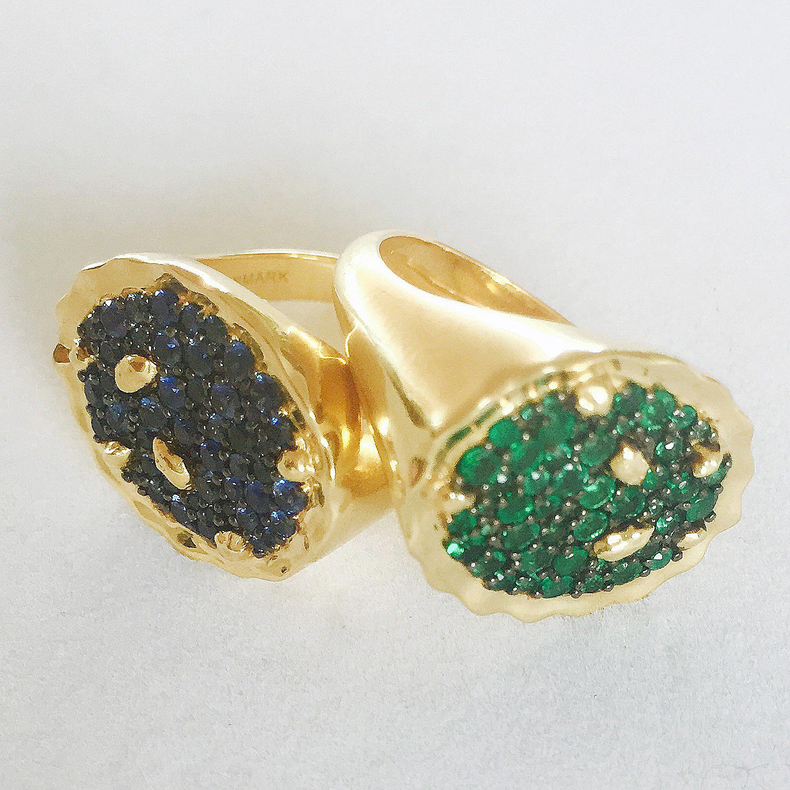 Positano 18 Karat Yellow Gold Emerald Cocktail Dome Ring In New Condition For Sale In Palm Beach, AU