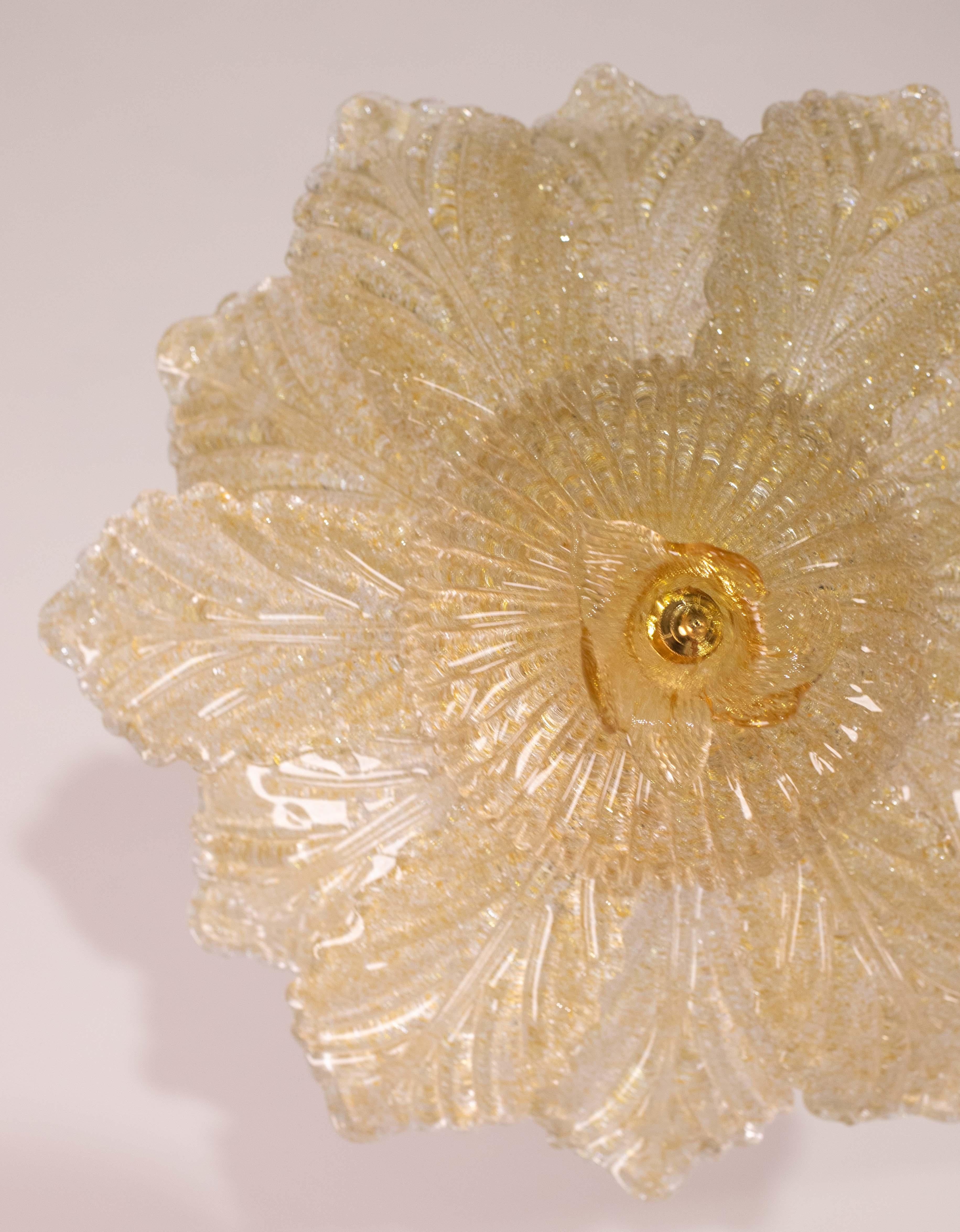 Positano, Murano Glas Gold\Orange Deckenleuchte oder Flush Mount, 1970er Jahre 4