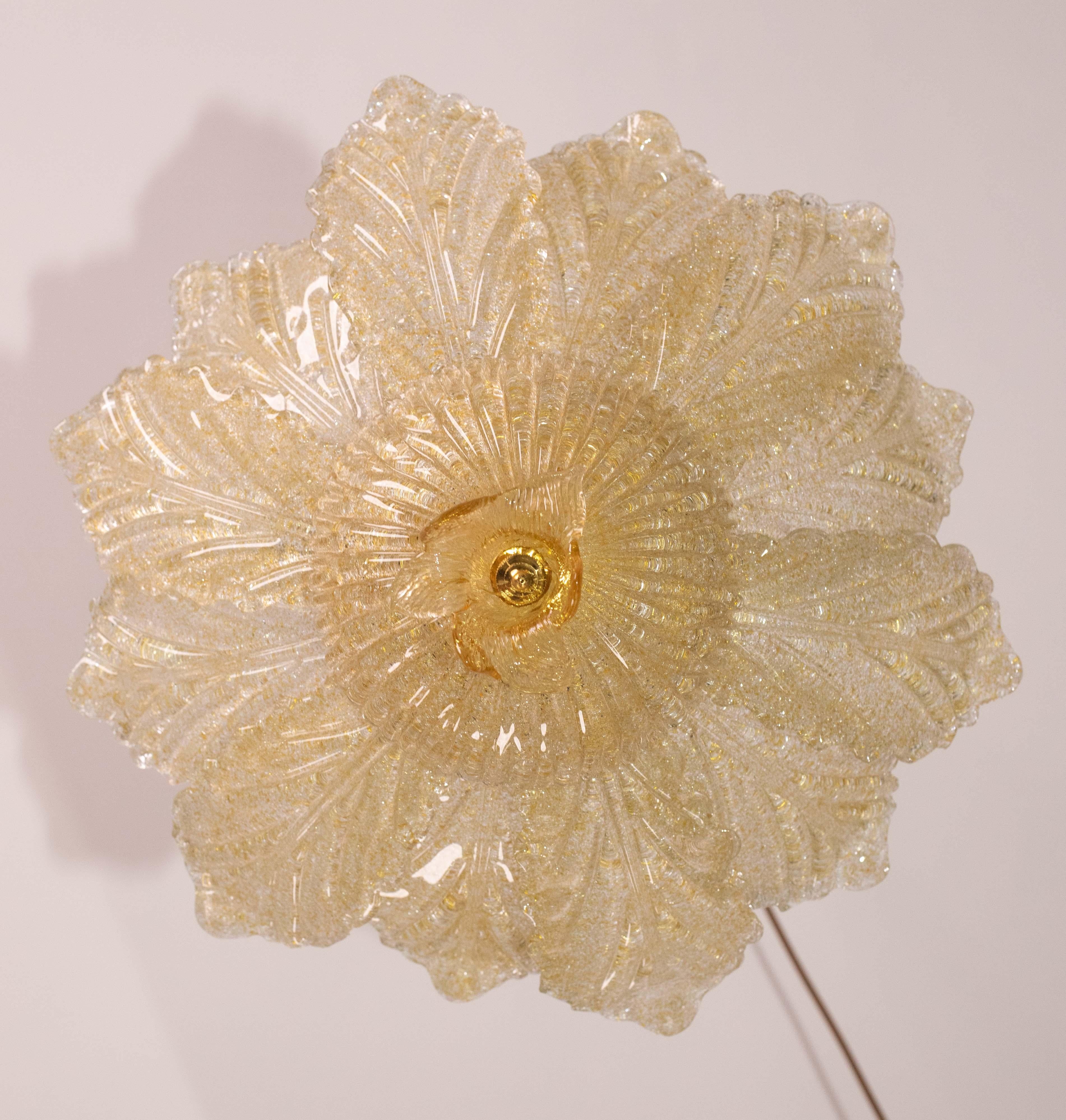 Positano, Murano Glas Gold\Orange Deckenleuchte oder Flush Mount, 1970er Jahre (Europäisch)