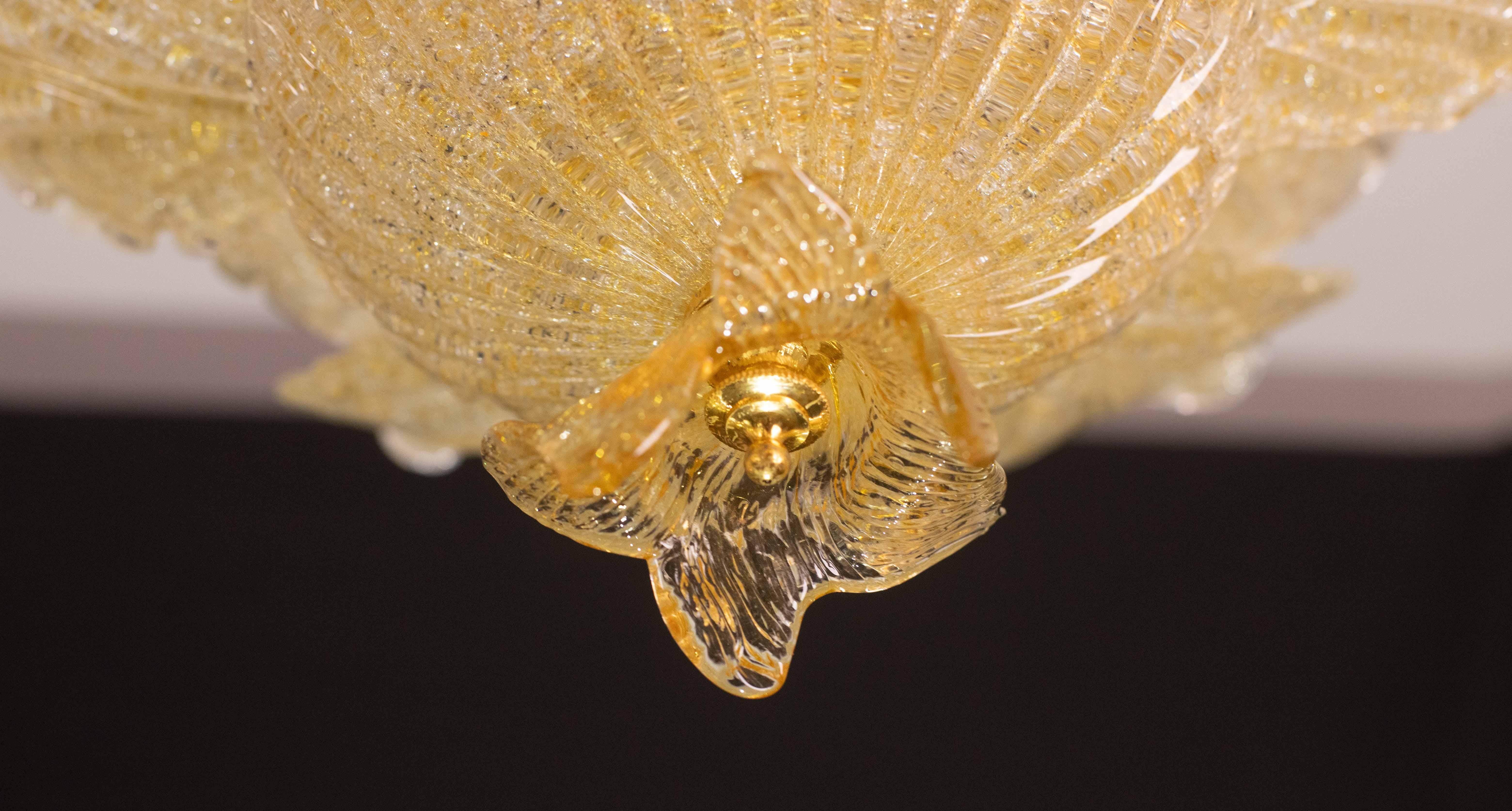 Positano, Murano Glas Gold\Orange Deckenleuchte oder Flush Mount, 1970er Jahre im Zustand „Gut“ in Roma, IT