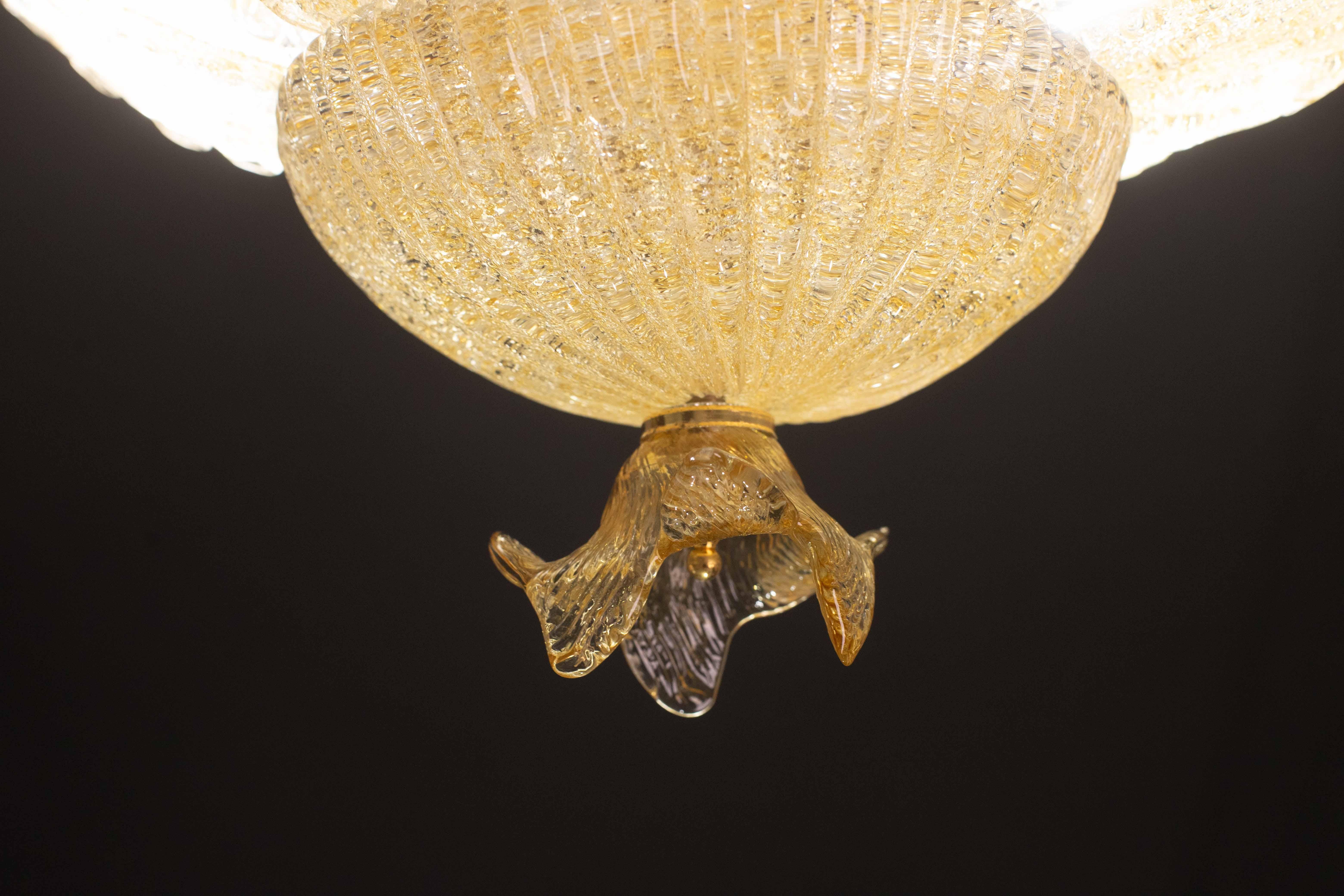 Positano, Murano Glas Gold\Orange Deckenleuchte oder Flush Mount, 1970er Jahre (Ende des 20. Jahrhunderts)