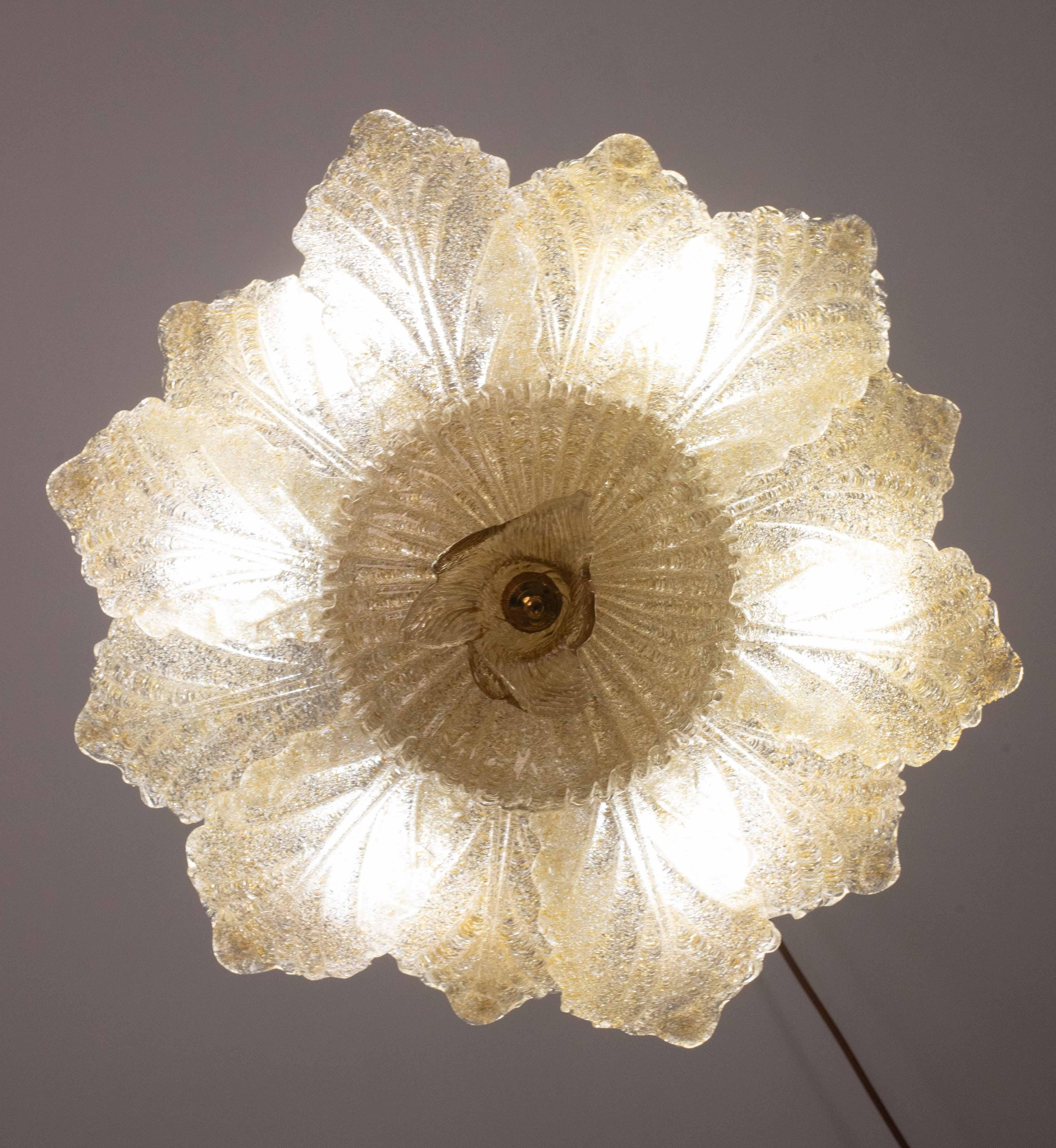 Positano, Murano Glas Gold\Orange Deckenleuchte oder Flush Mount, 1970er Jahre (Muranoglas)