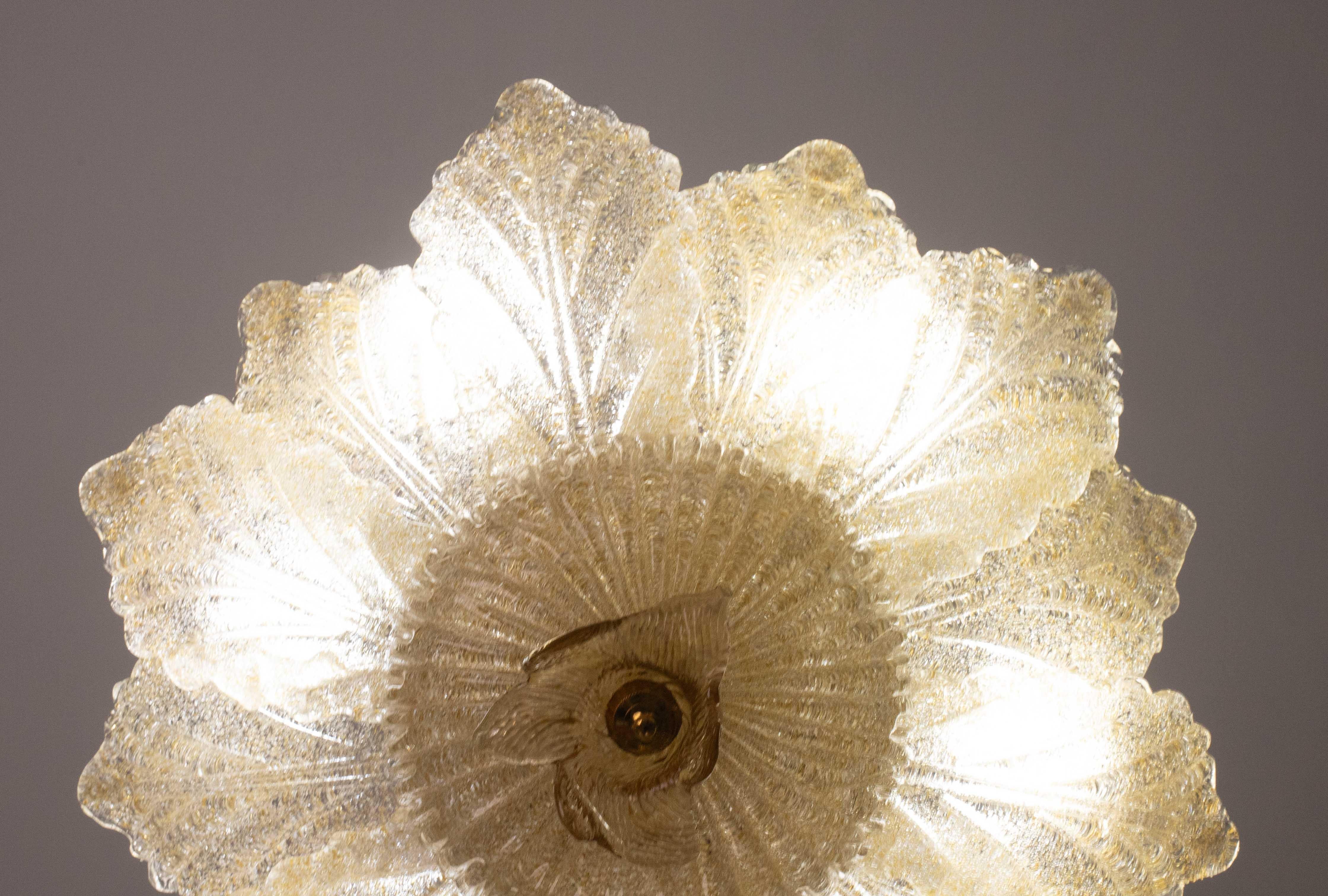 Positano, Murano Glas Gold\Orange Deckenleuchte oder Flush Mount, 1970er Jahre 1
