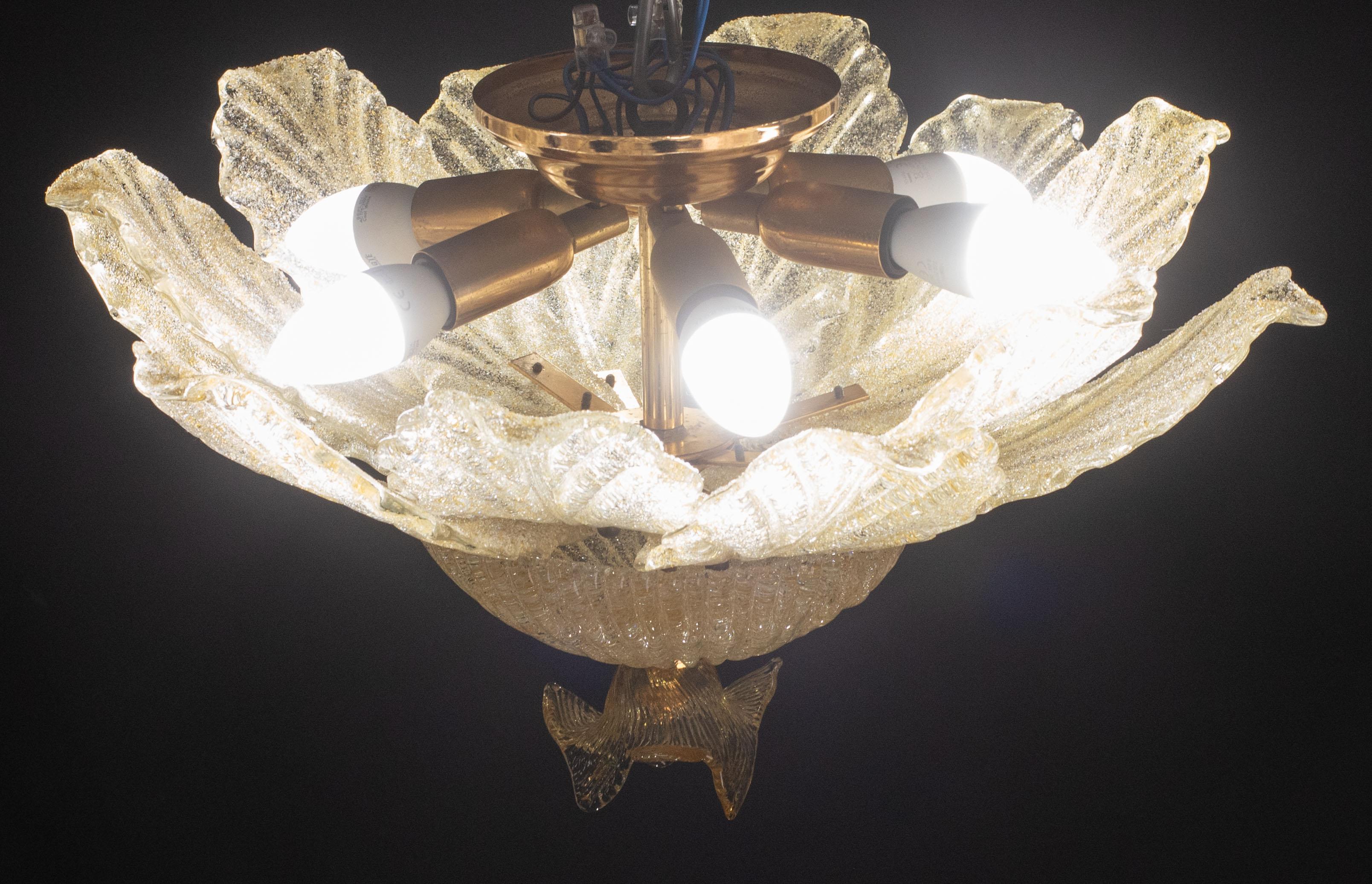 Positano, Murano Glas Gold\Orange Deckenleuchte oder Flush Mount, 1970er Jahre 3