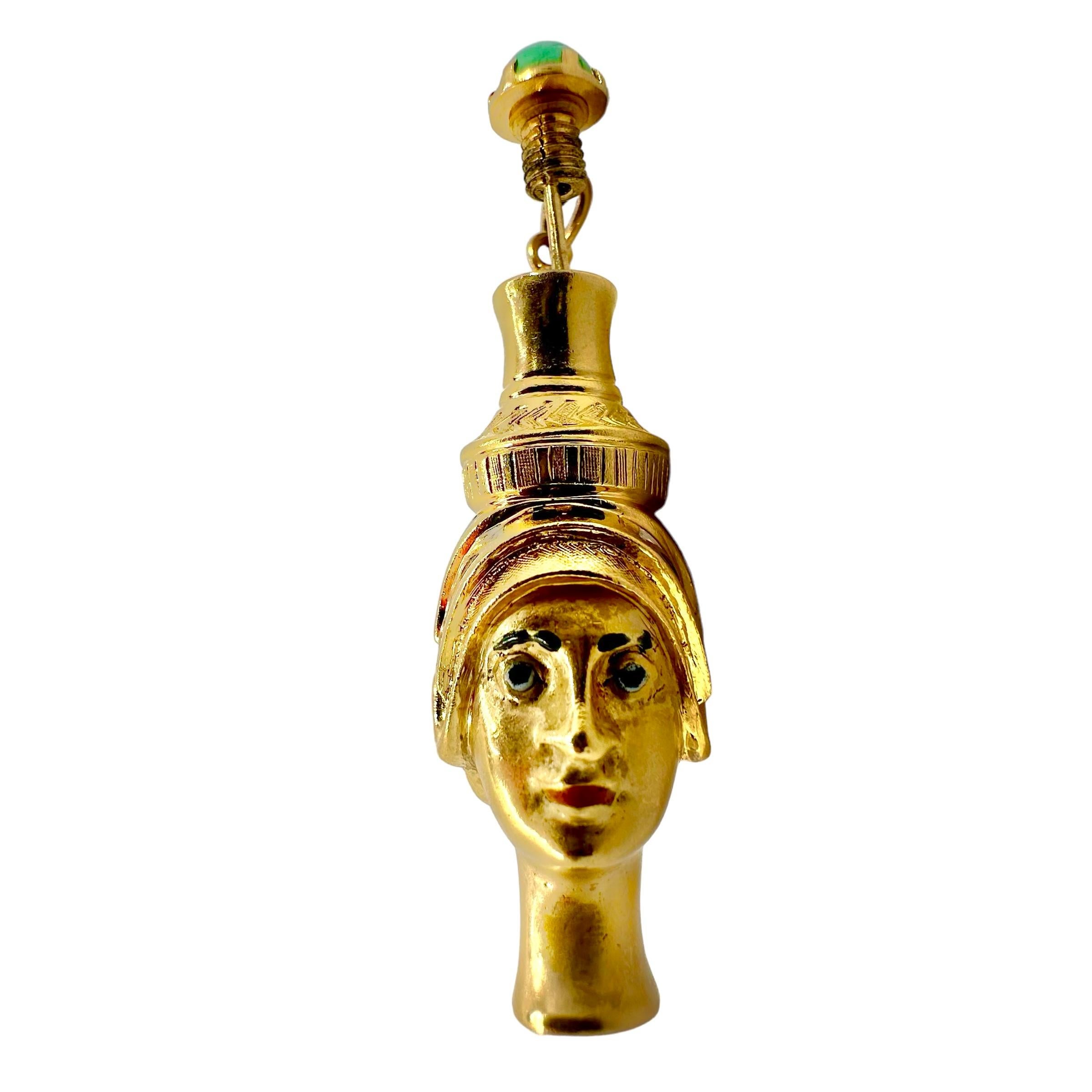 Positively Unique Vintage Gold Italian Vintage Egyptian Themed Perfume Amulet For Sale 1