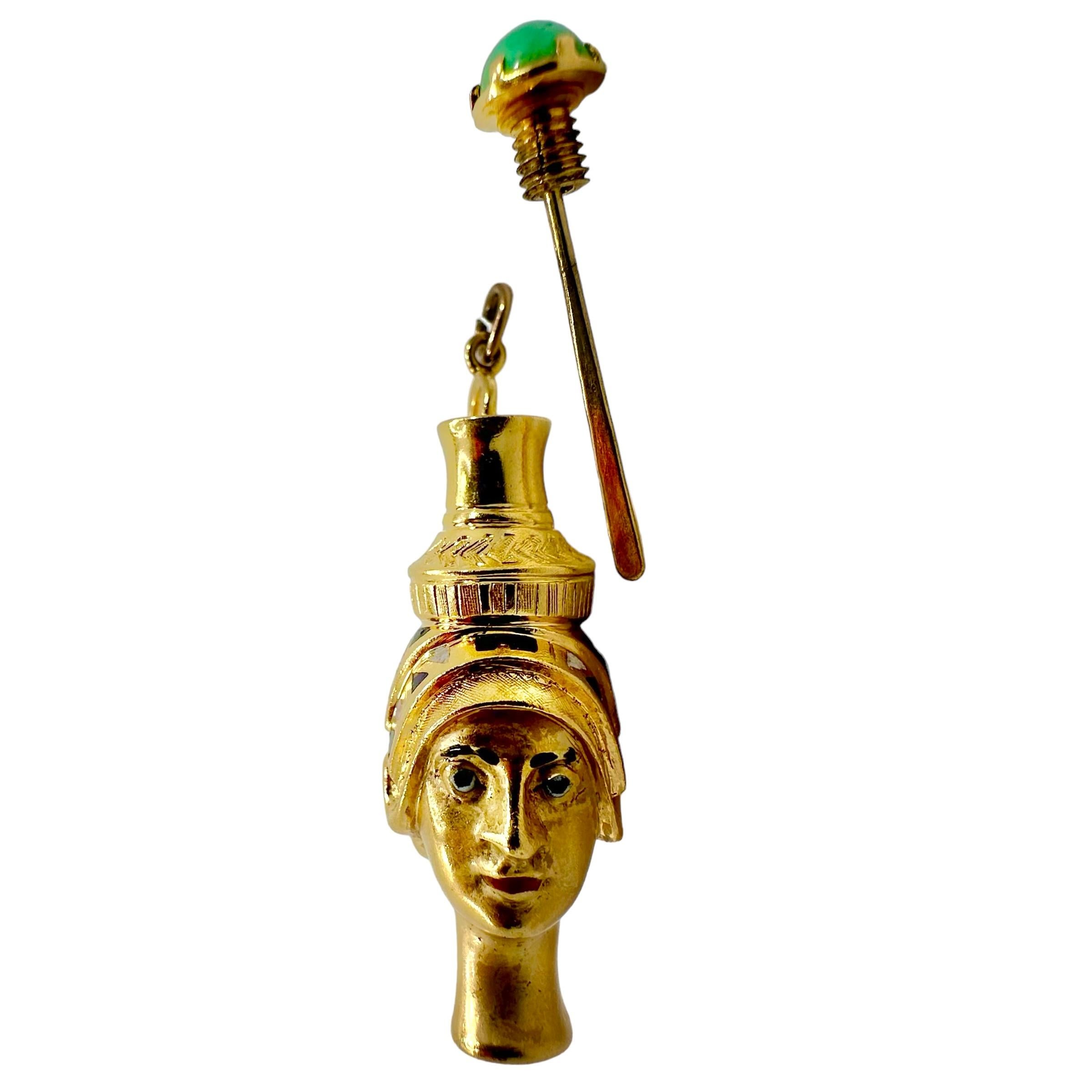 Positively Unique Vintage Gold Italian Vintage Egyptian Themed Perfume Amulet For Sale 2