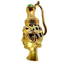 Positively Unique Used Gold Italian Vintage Egyptian Themed Perfume Amulet