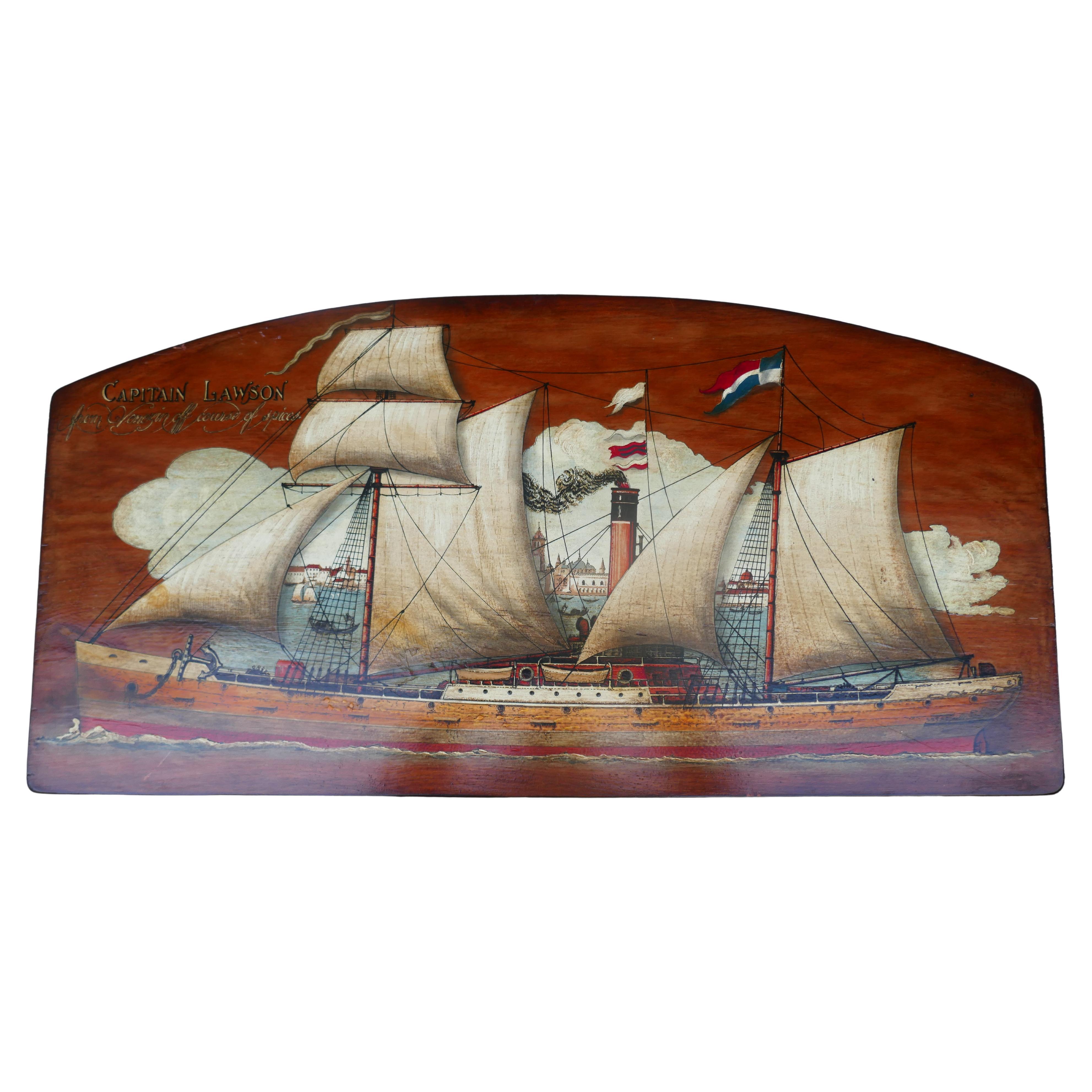 Possible silkscreen print on wood: Captain Lawson from Venezin, off course of Spices.
Wooden panel for private individuals or businesses.
Good condition.
Thank you.