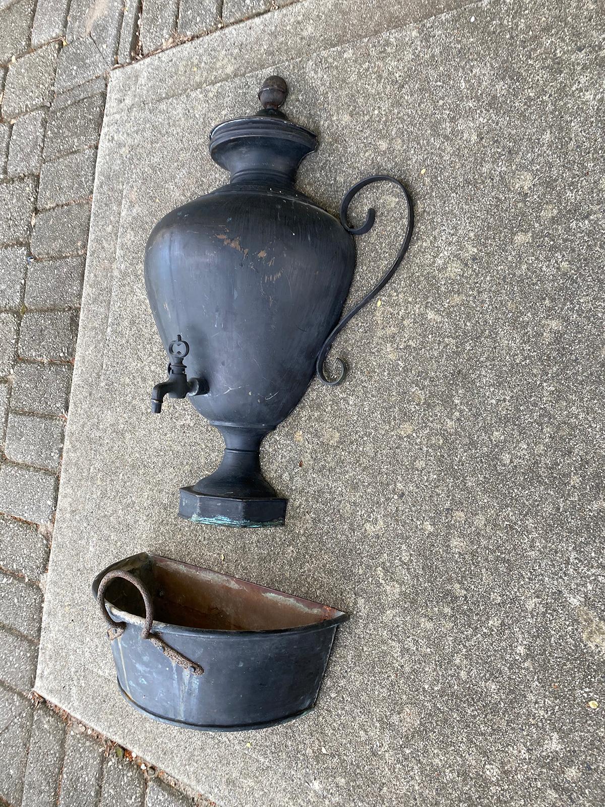 19th Century Possibly 19th-20th Century French Copper Two-Piece Lavabo For Sale