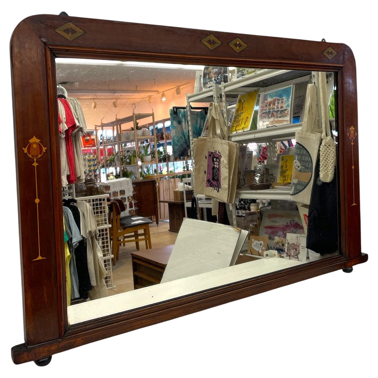 Possibly Antique Arts and Crafts Painted Mahogany Toned Wall Mirror
