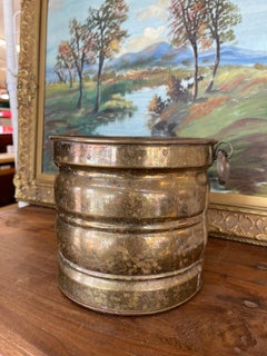 Possibly Antique Brass Toned Decorative Bucket with Side Handles.