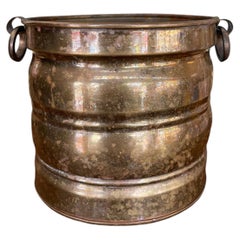 Possibly Antique Brass Toned Decorative Bucket with Side Handles.