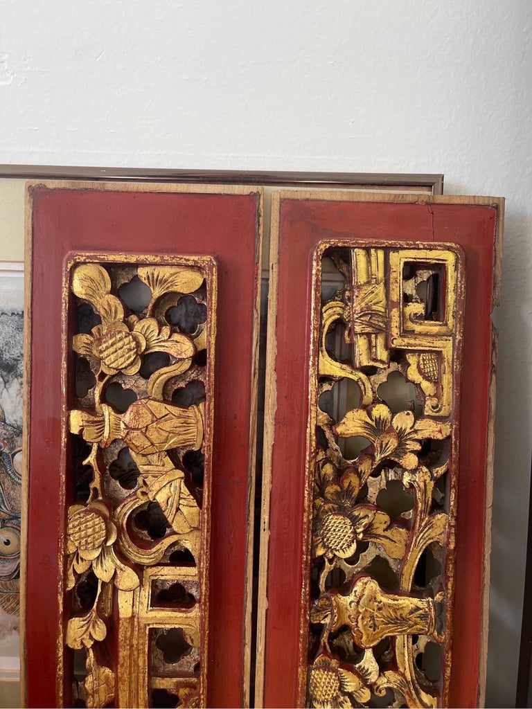 Possibly Antique Wood Panels with Intricate Hand Carving Pair For Sale ...