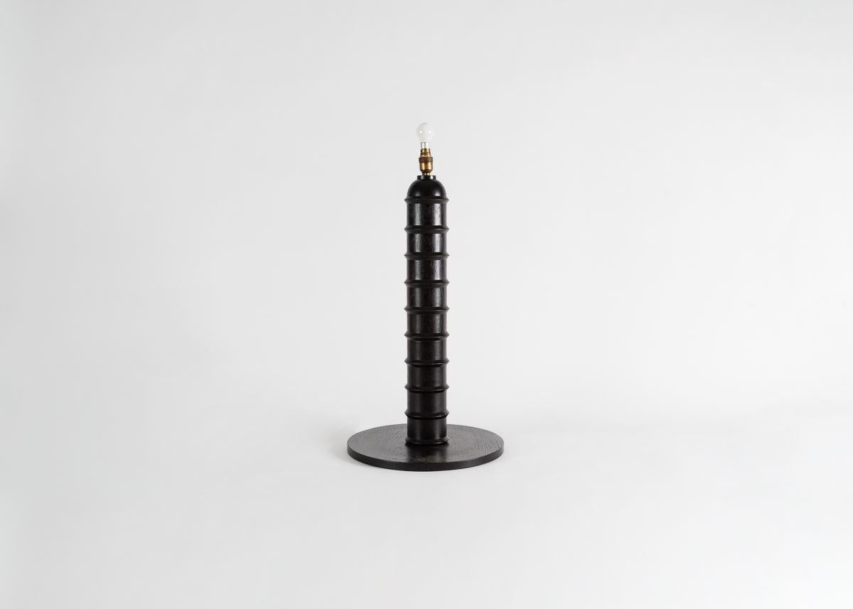 Art Deco Possibly by Charles Dudouyt, Table Lamp Base, Blackened Wood, France, circa 1930 For Sale