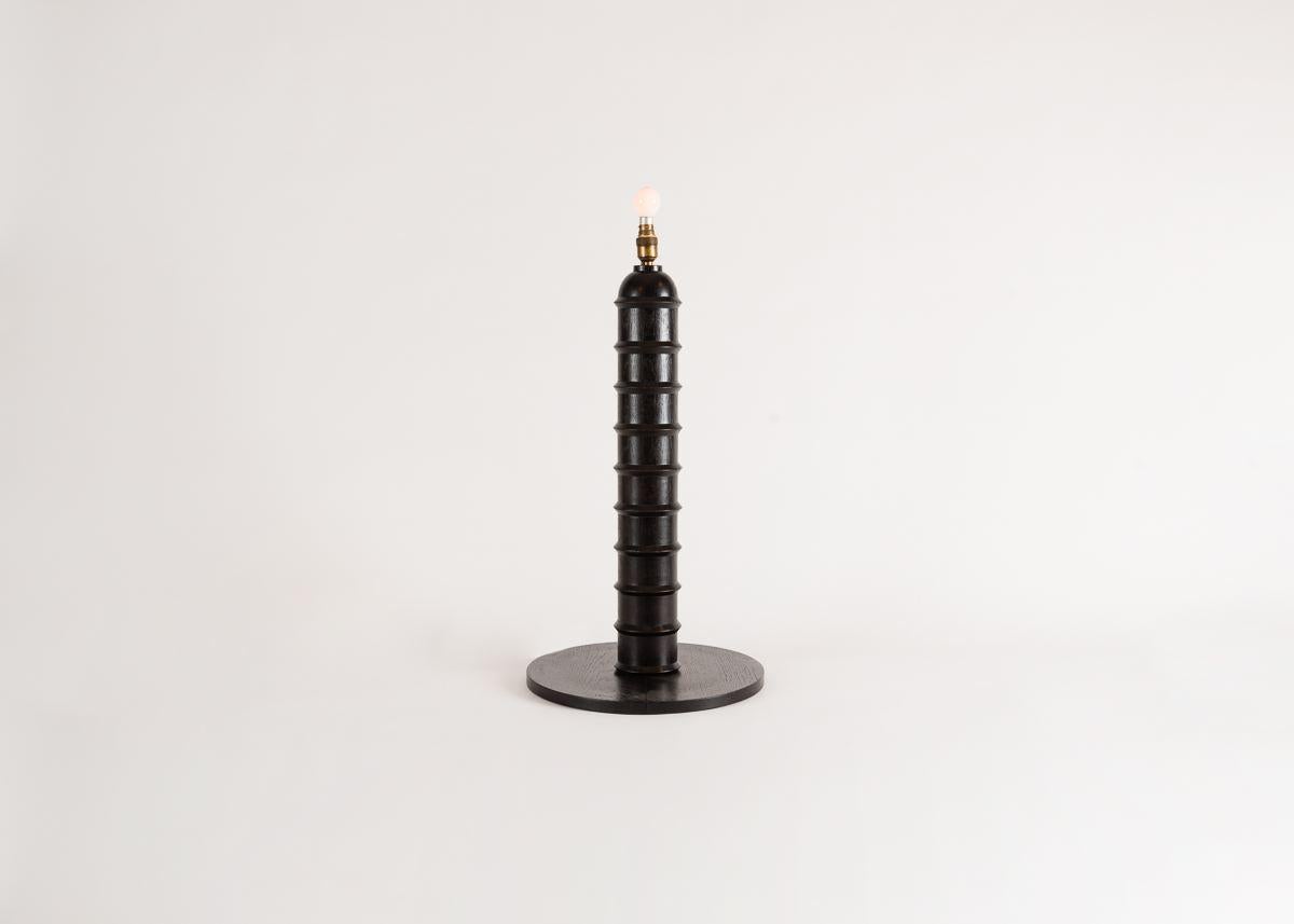 French Possibly by Charles Dudouyt, Table Lamp Base, Blackened Wood, France, circa 1930 For Sale