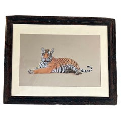 Probabilmente si tratta di un'opera d'arte originale a tecnica mista della Tigre, opacizzata e incorniciata in una cornice antica.