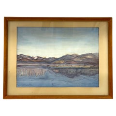 Possibly Original Mid-Century Modern Watercolor Landscape Painting Signed Mary