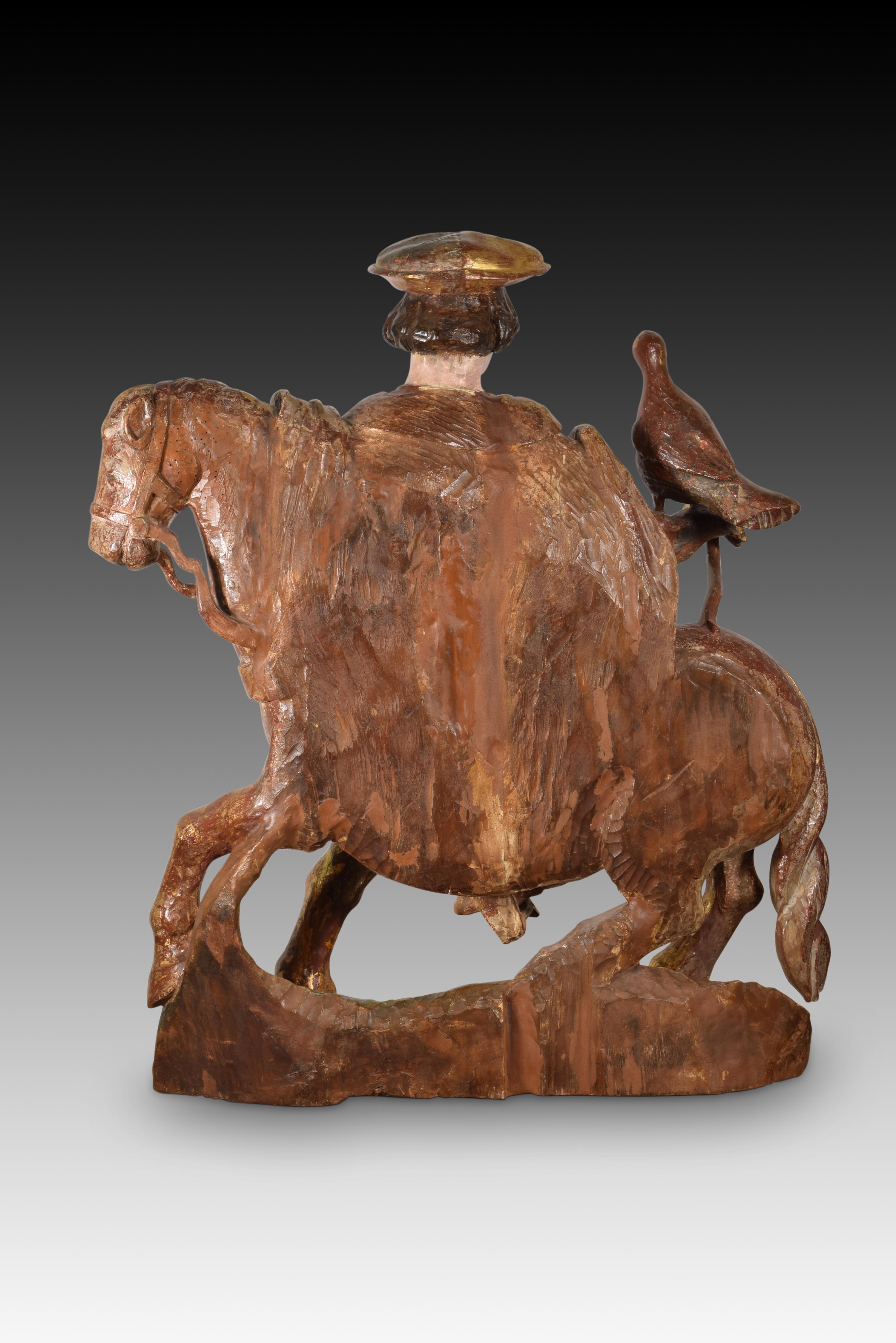 Possibly Saint Hubert or Saint Eustace, Wood, Spanish School, 16th Century In Good Condition For Sale In Madrid, ES