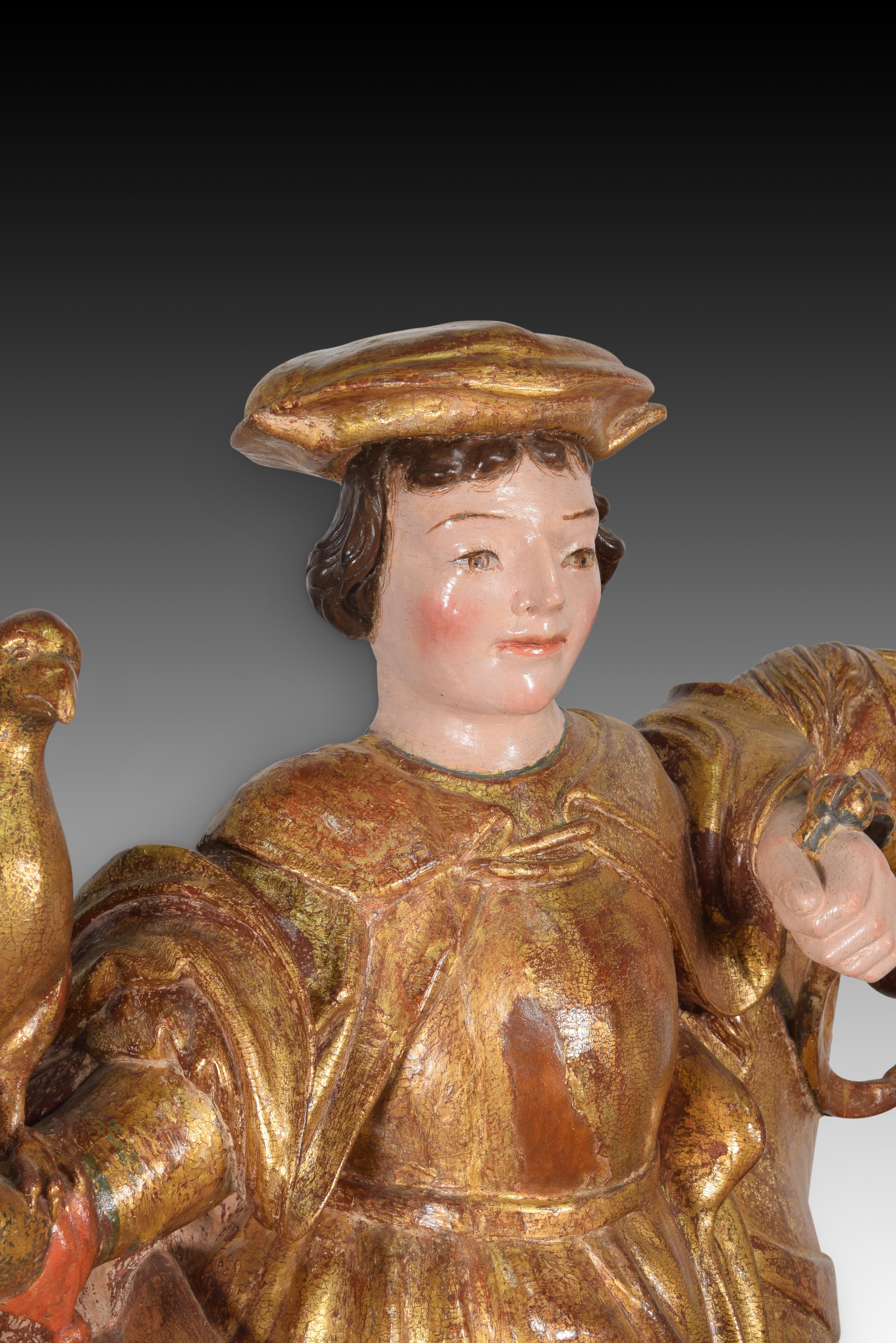 Möglicherweise Heiliger Hubert oder Heiliger Eustace, Holz, spanische Schule, 16. Jahrhundert im Angebot 1