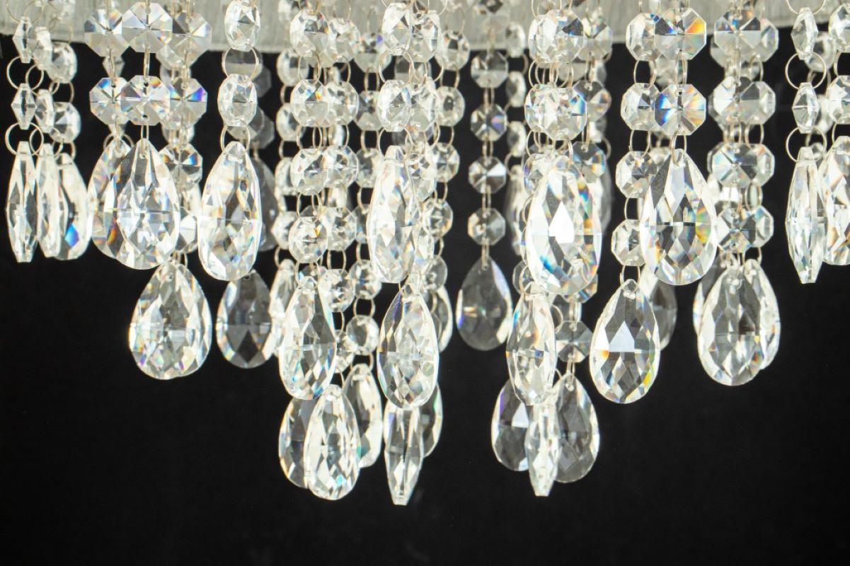 Metal Possini Silver and Crystal Chandelier For Sale