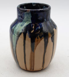 Post-1921 Marked American Small Zane Pottery Drip Glazed Vase