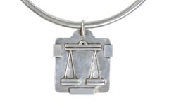 Post 1950s Jean Després Fine Silver Libra Zodiac Pendant Necklace