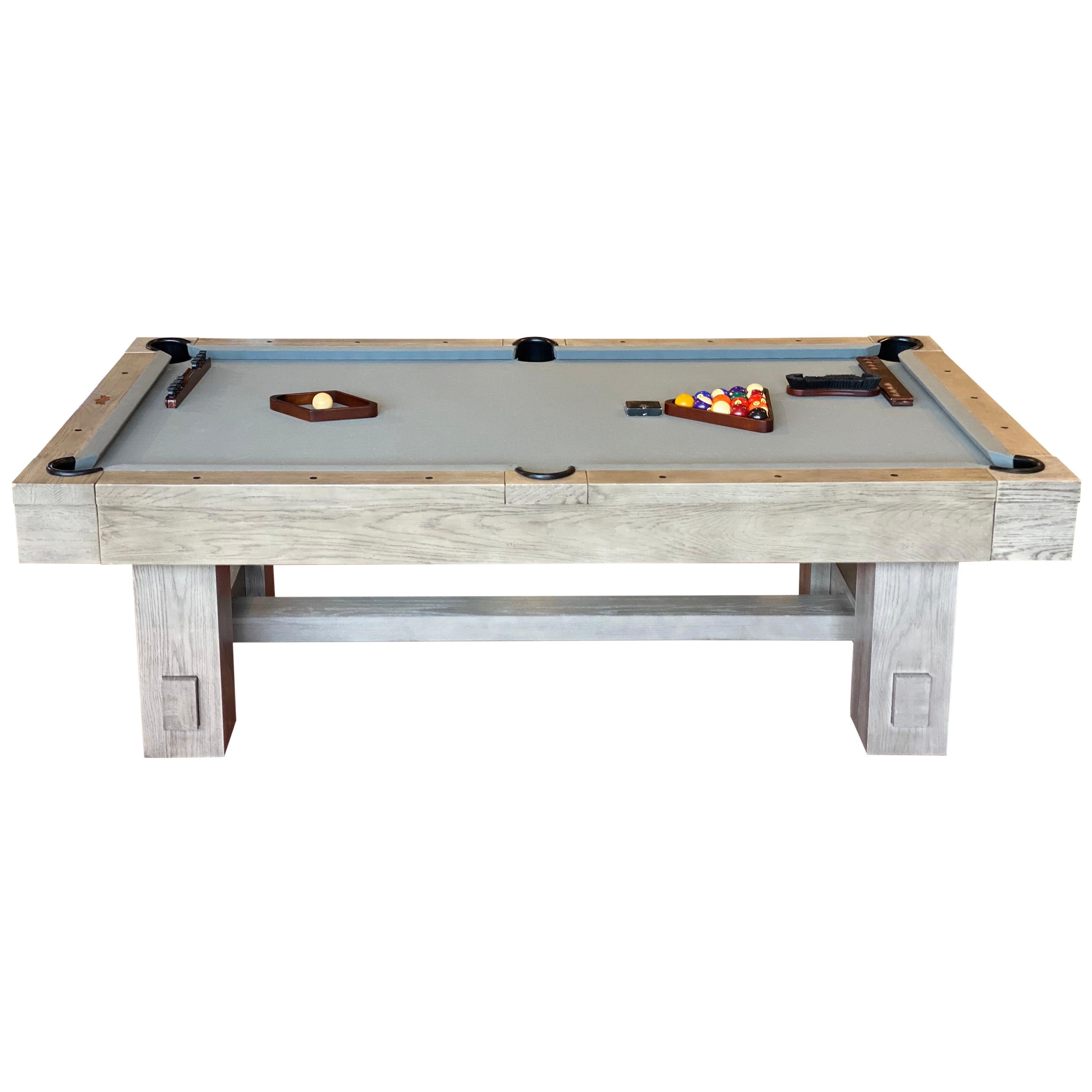 Post and Beam Design Weathered Finish Pool Table