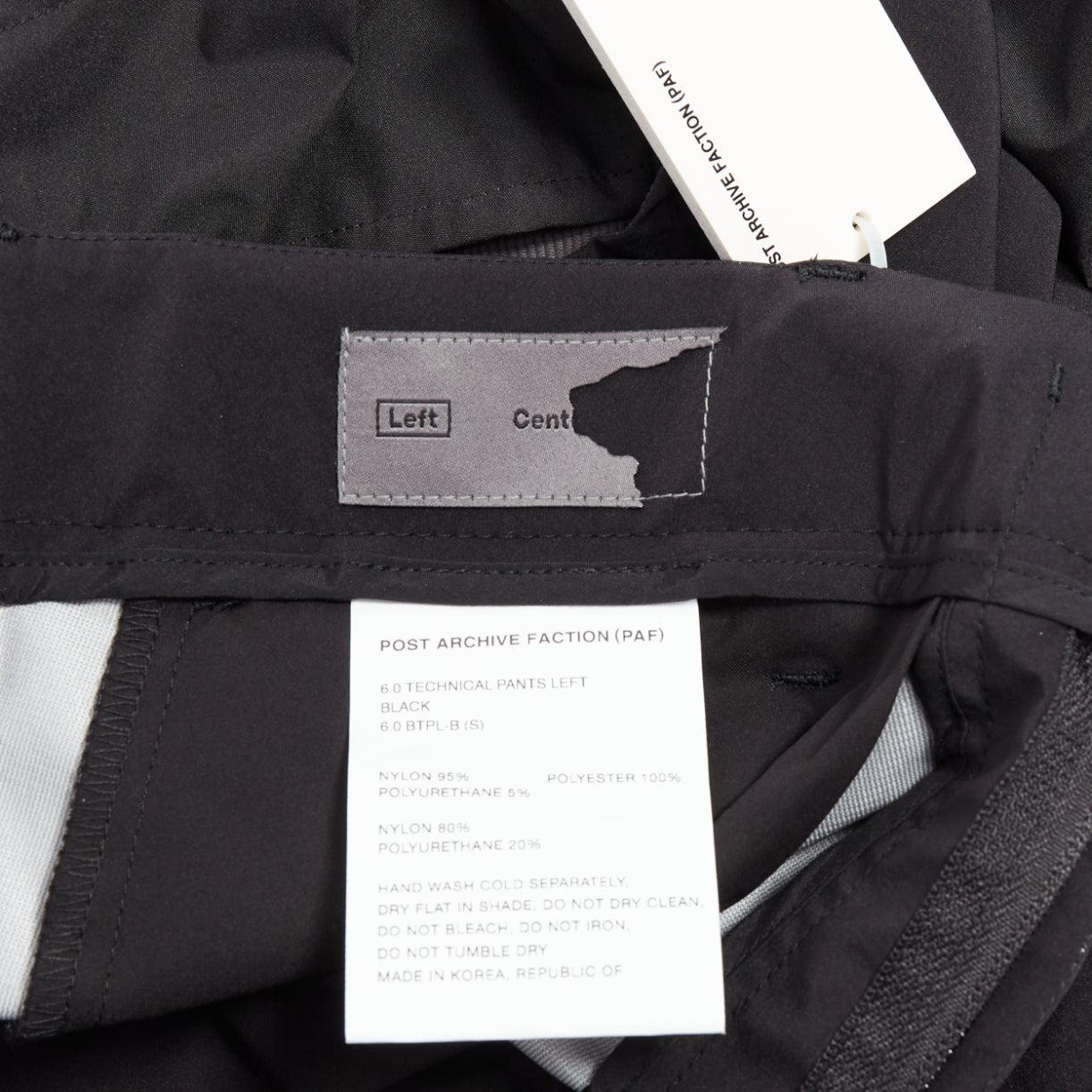 POST ARCHIVE FACTION 6.0 Technical Left black deconstructed pants S For Sale 3