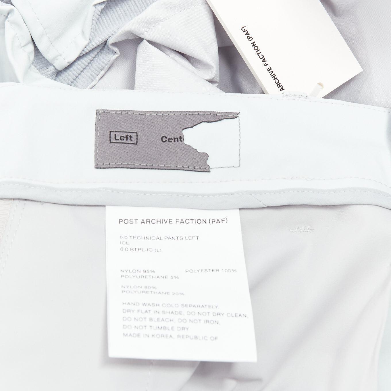 POST ARCHIVE FACTION 6.0 Technical Left Ice baby bleu nylon Pantalon L en vente 3