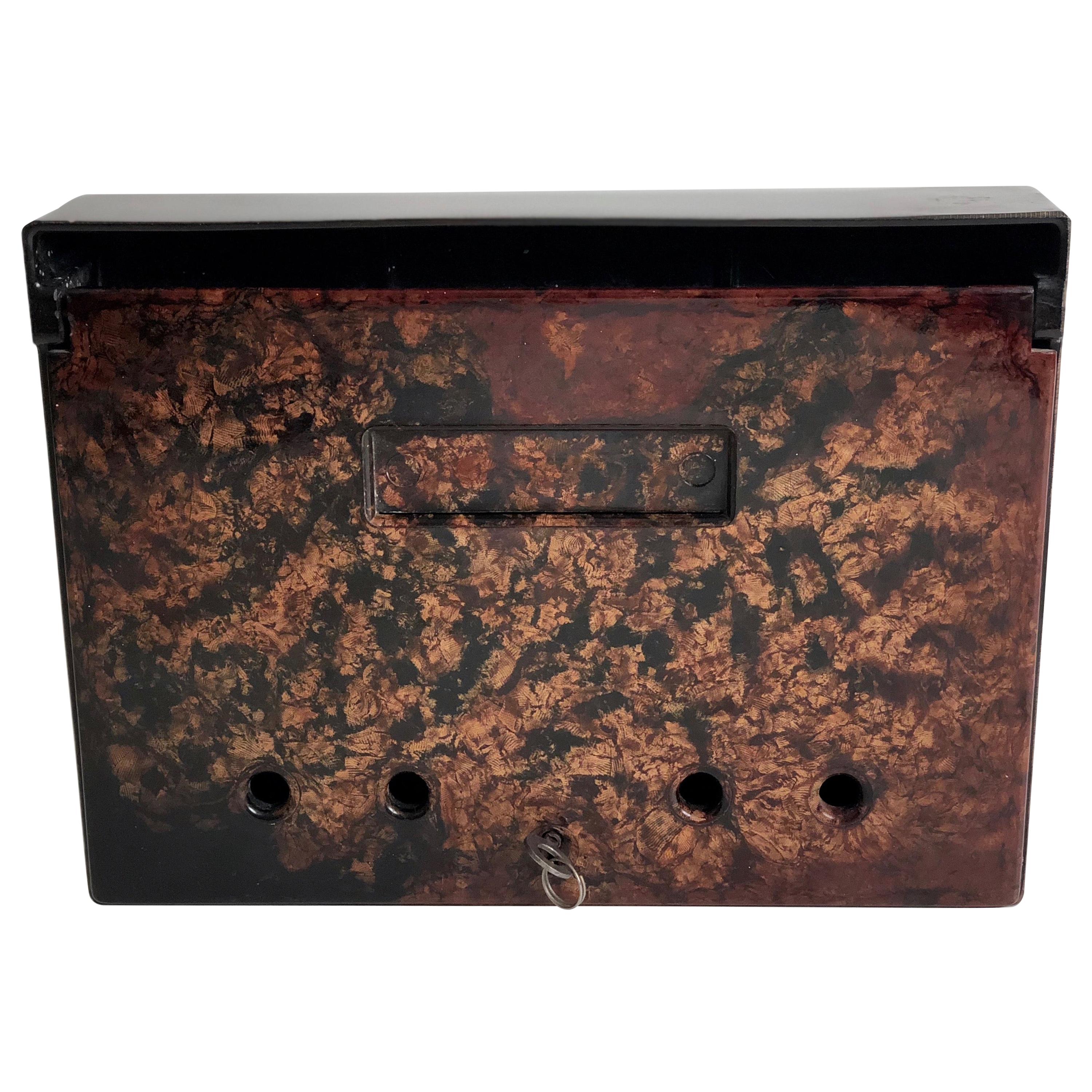 Post Box, from the 1930s, Bakelite, Dark Brown with Mottled Color Door For Sale