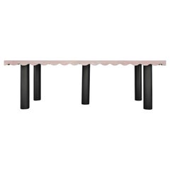 Post Custom Oak Scallop Top and Charcoal Black Base Dining Table