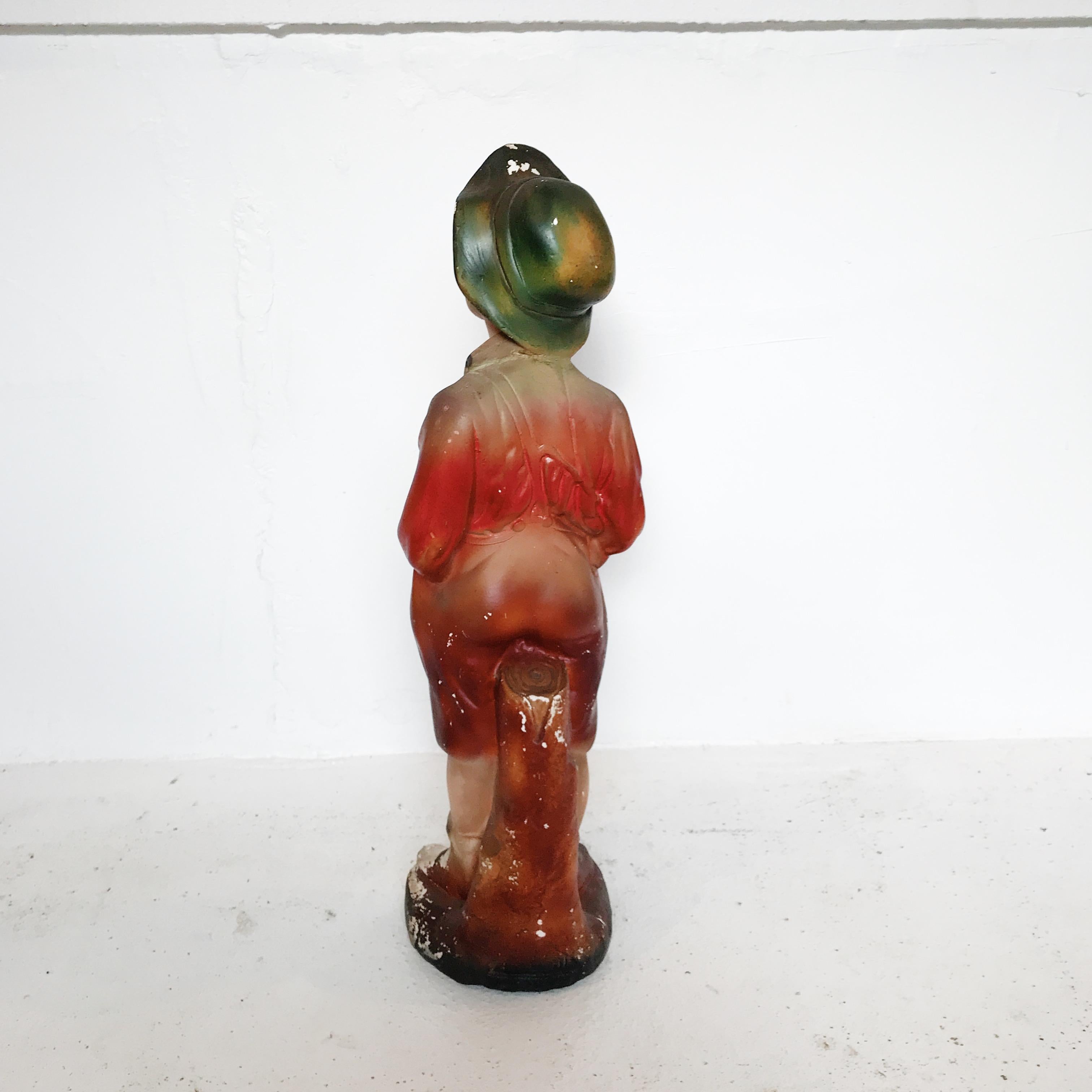 Australian Post Depression Era Whistling Boy Plaster Statue in Original Painted Finish For Sale