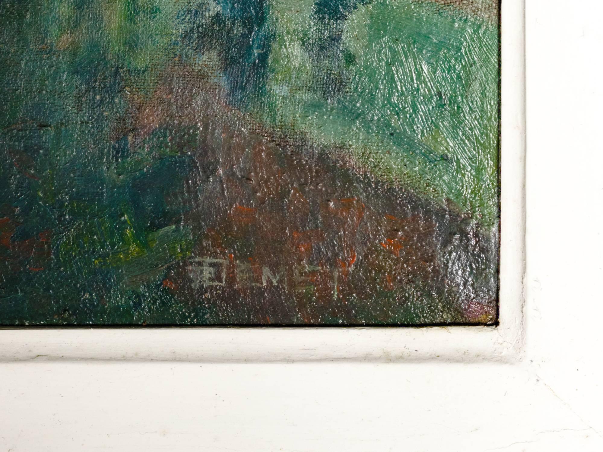Oiled Post-Impressionism French Landscape Painting By Pierre Demet, 1940s For Sale