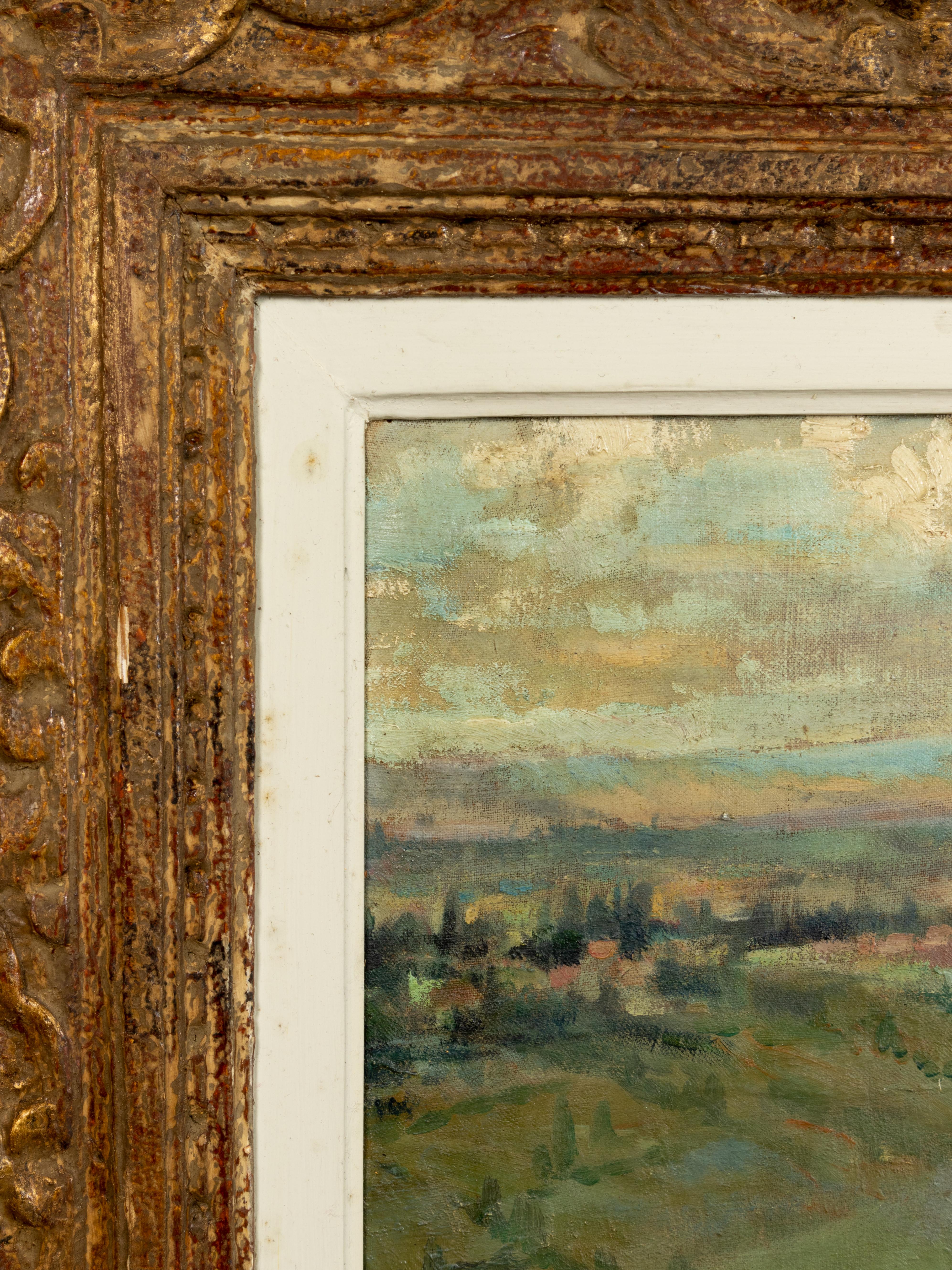 Oiled Post-Impressionism French Landscape Painting By Pierre Demet, 1940s For Sale