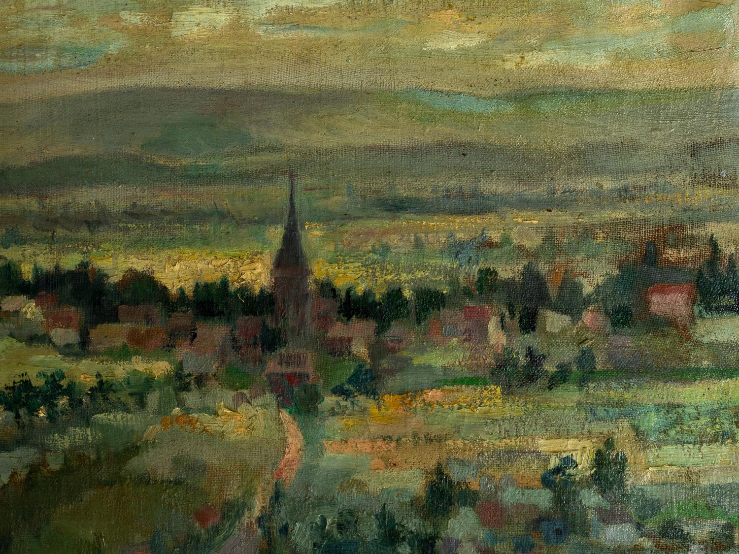 Peinture de paysage française post-impressionniste de Pierre Demet, années 1940 en vente 2