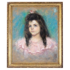 Antique Post Impressionism French Painting, «Girl In A Communion Dress», 19th Century